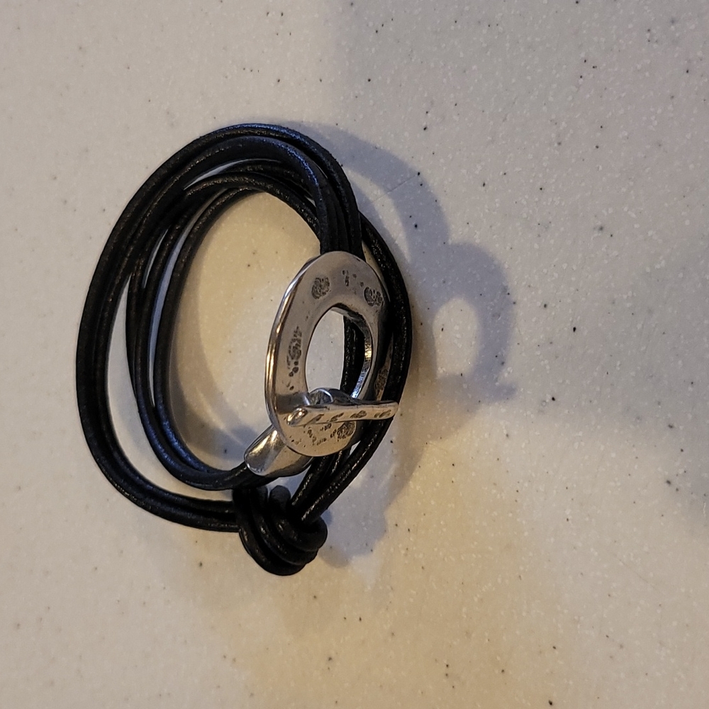 Black leather bracelet